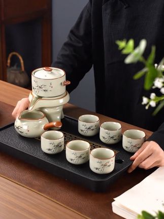 泥徒汝窑富竹自动茶具套装家用懒人泡茶神器轻奢高档茶壶泡茶器具#茶具好物推荐 #高端茶器 #爱生活爱喝茶