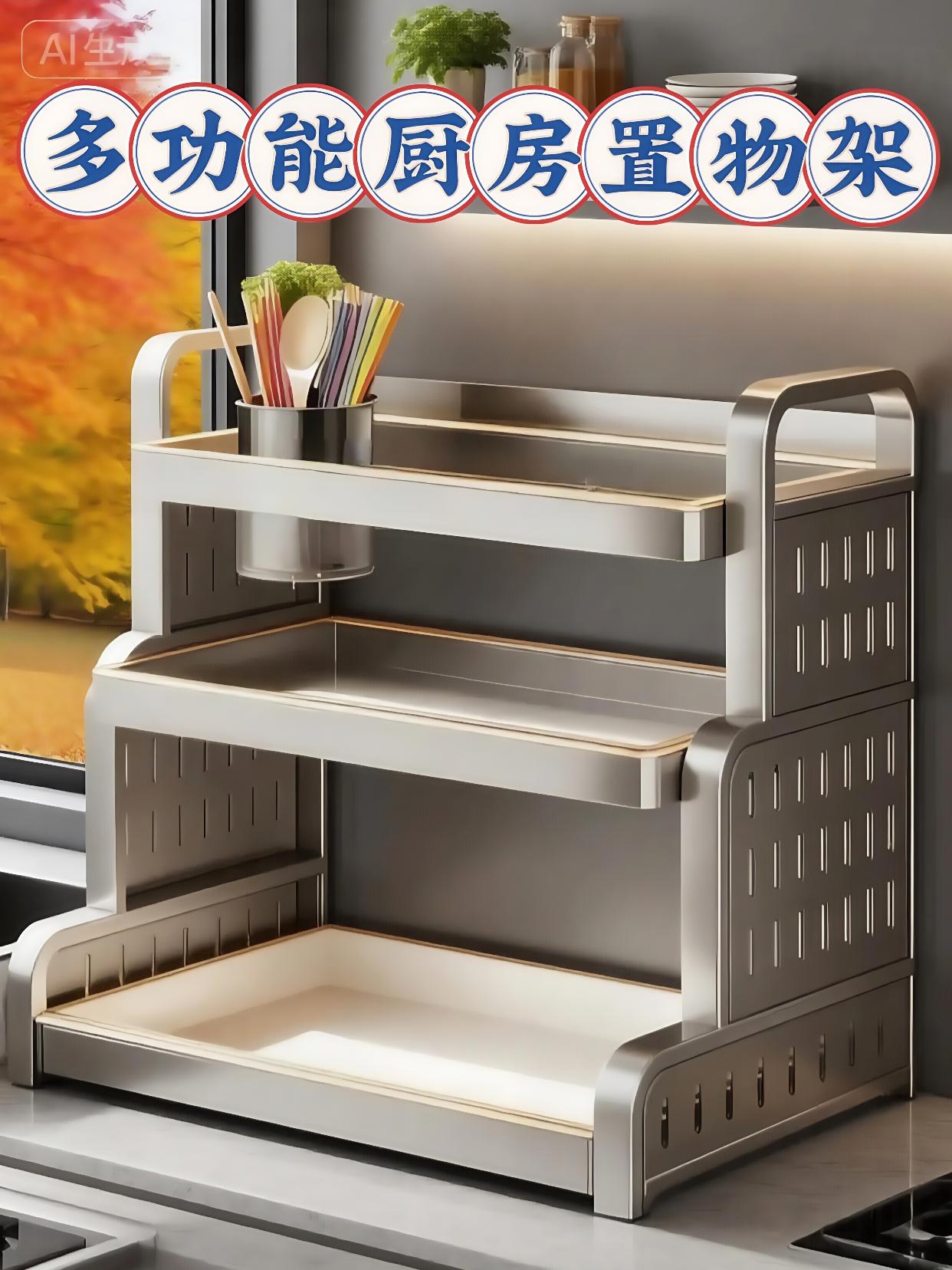 多功能厨房置物架#置物架#收纳整理#厨房好物#我要上热门#dou+小助手@DOU+上热门 @抖加🔥上热门🔥dou+🔥热点宝 @抖音热点 @热点宝🔥