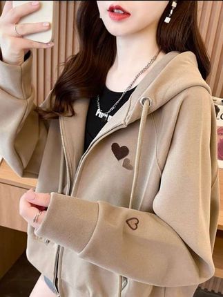 #说好的随便穿穿去看秀 卫衣女2025新款春秋韩版宽松早春薄款设计感小众重工拉链开衫外套#春秋穿搭 #韩系穿搭 #开衫外套 #秋冬必备