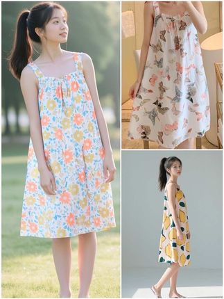 1028集 #棉绸睡衣女吊带#夏季睡裙 #凉爽睡裙#夏天绵绸睡衣#在家穿睡衣自拍