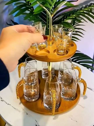 旭东好物 高档家用水晶玻璃中式无铅金箔带刻度白酒杯分酒器套装#白酒杯酒盅#分酒器一口杯#高端大气 #陪你精致生活 #酒具