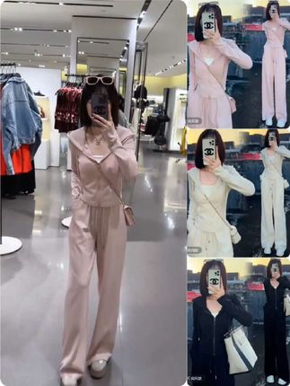 含棉小个子休闲运动服套装女2024年秋季新款连帽卫衣阔腿裤两件套#运动休闲套装