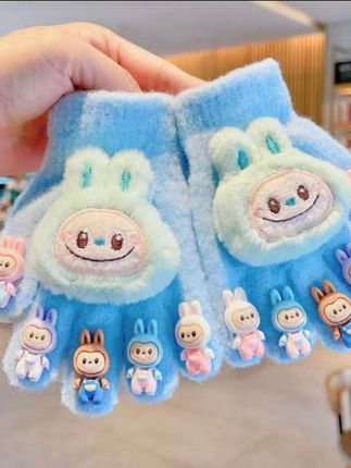 儿童手套 男女童冬天保暖连指手套 可爱卡通公仔毛绒五指套#儿童手套#保暖手套 #卡通保暖手套 #多色可选#柔软舒适保暖