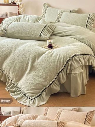 牛奶绒四件套,双面加绒立体雕花四件套,床盖款抗静电四件套,面料柔软舒适,多色可选