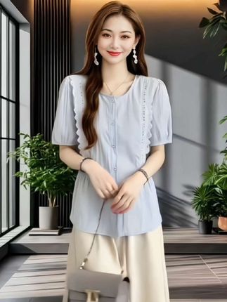 #时尚穿搭 #减龄穿搭 #显瘦穿搭 #短袖娃娃衫 #高级感穿搭