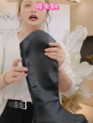 #胖佳佳(骑士靴)黑色厚底增高长筒靴秋冬时尚百搭女#潮流穿搭#时尚穿搭