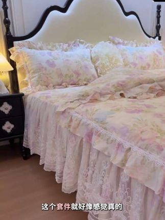 睡在花瓣的拥抱里床裙夹棉系列仙女风床品#家纺床上用品 #四件套 #公主床品#居家好物