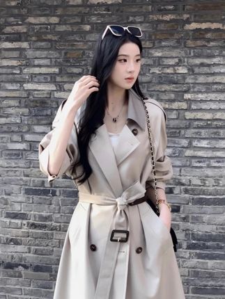 2025春秋季新款英伦风撞色长款风衣女高级感韩版显瘦气质大衣外套#春秋新款 #英伦风 #长款风衣 #高级感穿搭 #显瘦穿搭