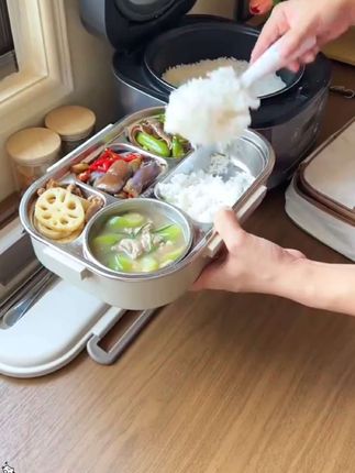 雄乐304不锈钢开学餐盒学生上班族便当盒微波炉加热分格饭盒便携#不锈钢饭盒 #不锈钢饭盒推荐 #饭盒
