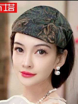 新中式女士半帽遮白发真丝桑蚕丝洋气简约气质宽边发箍礼帽#优雅气质 #港味复古 #美妆分享 #复古穿搭 #名媛气质