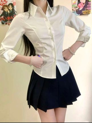 辣妹衬衫jk收腰显瘦紧身修身学院风纯欲性感通勤职业百搭御姐时尚#辣妹衬衫 #衬衫 #辣妹装
