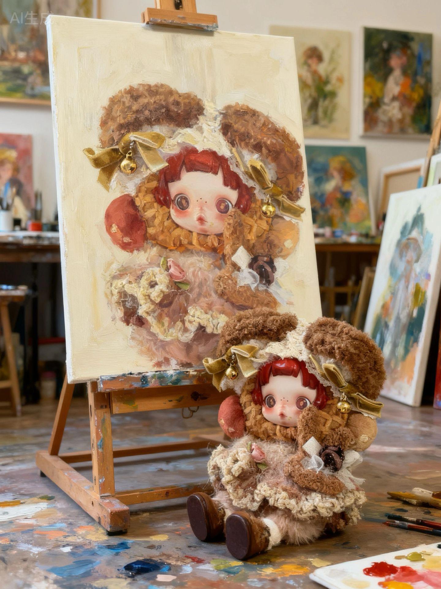 油画中的小可爱。#skullpanda#sp#不眠剧场#光织园#泡泡玛特