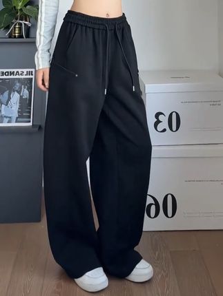 阔腿卫裤男女同款秋季重磅垂感宽松拖地休闲长裤拼接口袋运动裤子#阔腿裤 #休闲裤 #拖地裤 #宽松卫裤 #工装卫裤