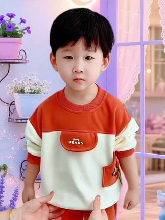 #晒晒我的秋日穿搭 儿童春秋新款套装拼接卫衣休闲裤两件套保暖2025悟空系列帅气潮服#萌宝穿搭 #高品质童装 #运动休闲套装