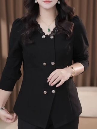 苏迷大码女装宽松显瘦高级新中式国风盘扣黑色上衣女ZSX25A0096#气质感穿搭 #显瘦遮肉 #谁穿谁漂亮 #遮肉显瘦穿搭 #大码女装