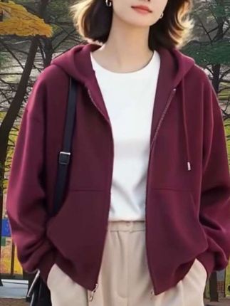 加绒冬季新款卫衣外套女宽松休闲百搭显瘦休闲大码韩版长袖上衣#时尚穿搭 #洋气减龄 #秋冬穿搭 #卫衣#加绒卫衣