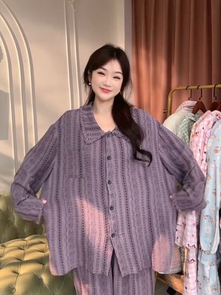 睡衣就要买纯棉的!软软糯糯特别好穿~还是这种加大码的 300斤的姐妹都好穿! #大码睡衣#纯棉睡衣#在家也要美美哒