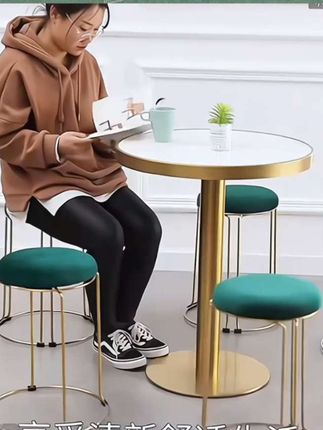 家用铁凳子现代简约网红软面可收纳叠放小圆凳经济型轻奢化妆高凳