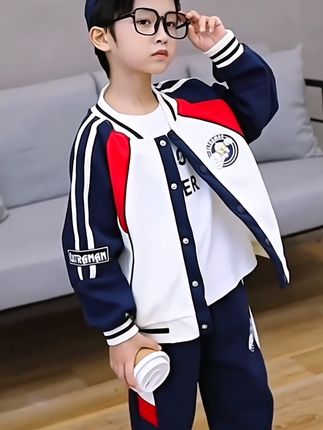 韩版儿童春秋帅气时髦棒球服奥特曼两件套#套装 #童装 #春款上新 #秋冬穿搭 #棒球服