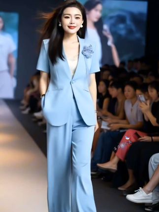 2025夏季收腰西装阔腿裤套装,时尚干练气质两件套,#时尚气质穿搭 #气质女神穿搭 #时尚休闲穿搭 #西服套装#两件套