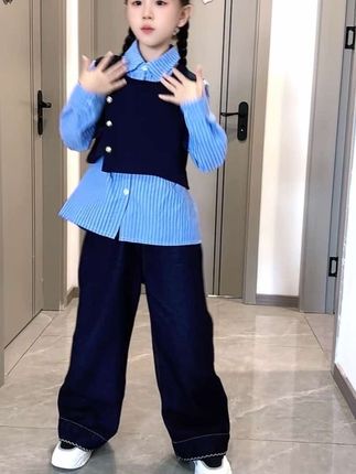 女童学院风两件套 #女童穿搭 #中大童搭配 #童装#潮童穿搭