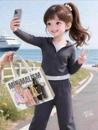 救命!这套运动套装也太好穿了吧💥 深灰色的连帽上衣,半拉链设计超有质感,搭配同色系阔腿裤,休闲又时尚~ 面料软软糯糯的,穿着特别舒服,活动起来完全没束缚~ 搭配白色运动鞋,清爽又活力,去海边、去散步都很合适~ 随便一拍都很出片,真的是闭眼入都不会出错的宝藏套装~#春秋穿搭 #运动休闲套装 #高品质童装 #春秋新款 #女童穿搭