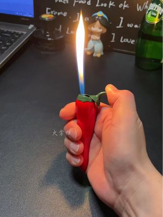 全金属机身充气可循环使用辣椒创意打火机#辣椒创意打火机