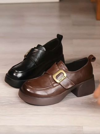 #厚底乐福鞋#英伦风小皮鞋#粗跟女单鞋#时尚美鞋 #软皮女鞋