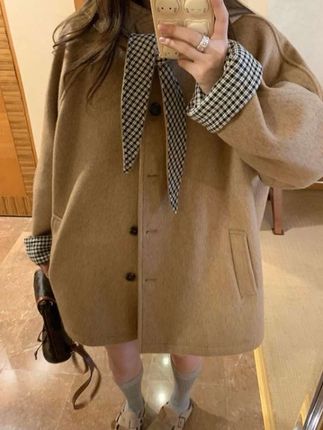 2025秋季新款韩系呢子大衣女毛呢外套女赫本风高级感气质百搭上衣#今日穿搭 #每日推荐 #上衣穿搭 #甜美穿搭 #小个子穿搭