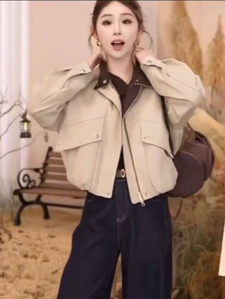 【2025年春秋夏季新款韩版时尚休闲设计感撞色外套女英伦风夹克上衣】 #完美