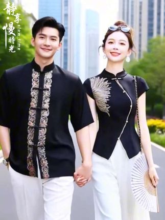 新中式国风刺绣套装,2025夏季新款高级感复古盘扣阔腿裤两件套#引领时尚潮流 #面料舒适透气 #谁穿谁好看 #国风古韵 #套装两件套