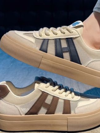 三福厚底阿甘鞋女2025新款夏季百搭运动网面透气三条杠小白鞋板鞋#白鞋#板鞋#三条杠#运动鞋