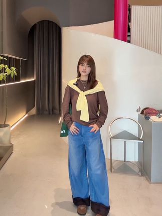 fafamoon早秋棉质T恤套组 配色美妙 #韩系穿搭 #早秋穿搭 #牛仔裤 #长袖T恤 #慵懒风穿搭