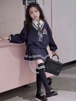 女童秋装2025新款套装儿童学院风春秋季洋气时髦假两件JK女孩裙子#高品质童装 #生女儿就是用来打扮的 #开学季穿搭 #拿捏开学穿搭公式 #学会穿搭技巧真的很重要