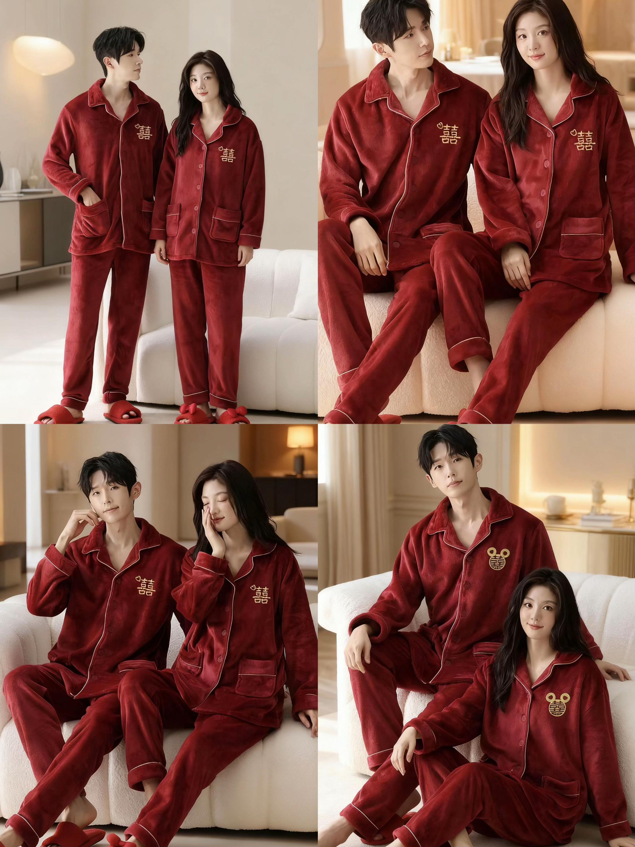 结婚就穿它!两套价!新婚大码情侣睡衣🔥。💖 喜庆红运:正红色+“囍”字印花,拍照超出片,氛围感拉满! ❤️ 双倍甜蜜:两套价更划算!婚礼前后、回门都能穿,甜蜜不打烊。 ☁️ 加绒保暖:法兰绒加厚面料,柔软亲肤,冬天再冷也不怕。 👫 大码包容:尺码齐全,宽松不挑人,舒适包裹,行动自由。 🏠 一衣多用:从卧室到客厅,再到下楼取快递,喜庆又体面。 一套搞定婚礼、保暖、甜蜜和日常,超值! #结婚必备 #新婚睡衣 #情侣睡衣 #冬季保暖 #加绒加厚