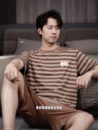 适合送老公的条纹睡衣,透气舒适可外穿! #男士睡衣#男士家居服#条纹睡衣#莫代尔睡衣#凉感睡衣