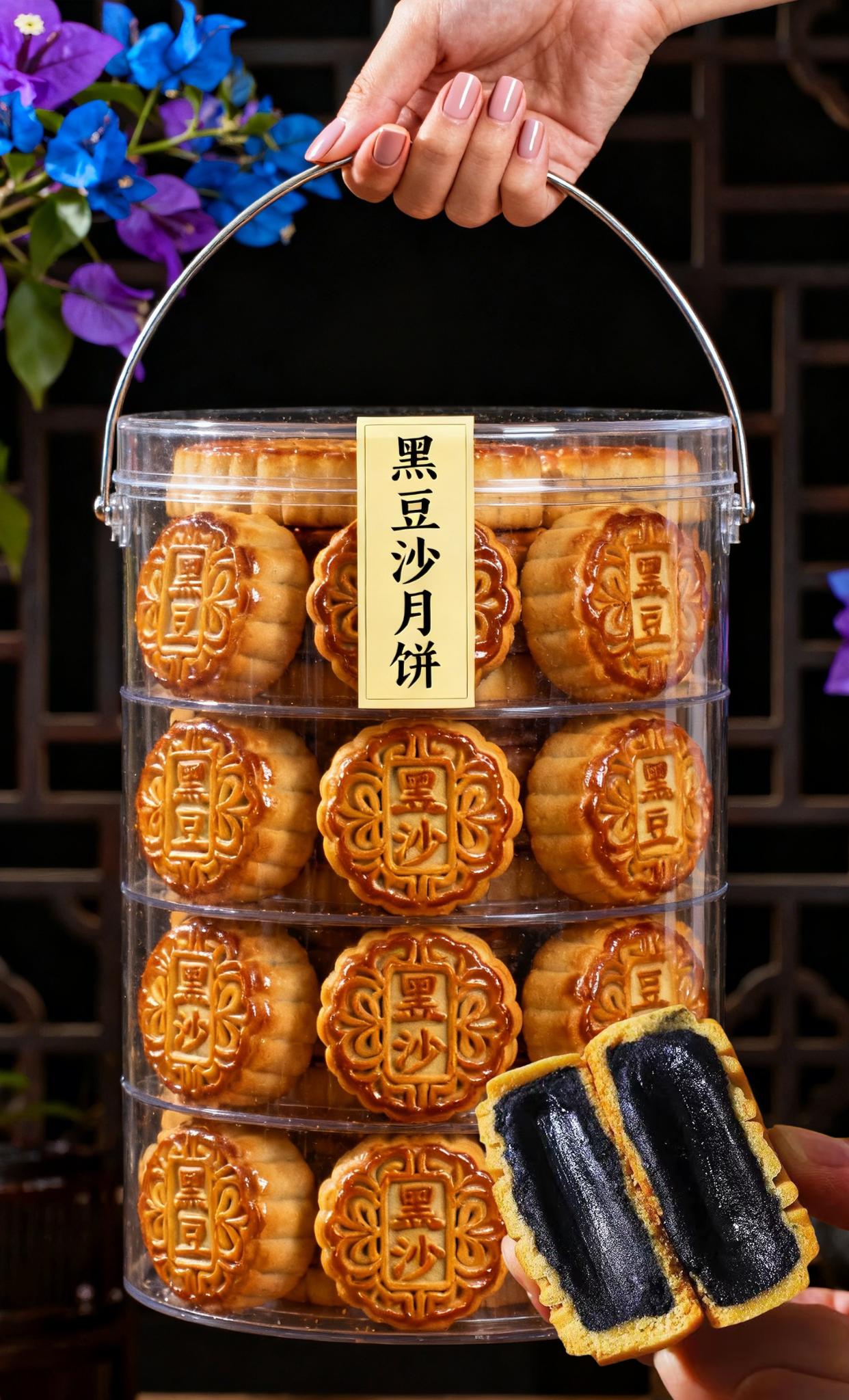 黑豆沙月饼,也太好吃了吧!2 层薄皮,超多馅料,软糯香甜!甜而不腻!中秋吃月饼,就选黑豆沙柴火月饼,纯手工制作,满满的黑豆沙馅!真的特级好吃,还是小时候的味道!#月饼 #中秋佳节 #黑豆沙月饼 #好物推荐 #中秋礼物