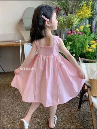 女童大裙摆粉色背心裙2025夏新款儿童无袖连衣裙洋气女孩全棉裙子 #儿童连衣裙推荐 #洋气百搭 #好物推荐🔥 #穿搭分享 #连衣裙