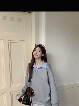宽松遮肉假两件卫衣穿搭#简约穿搭 #韩系穿搭 #学院风穿搭 #外套穿搭 #ins穿搭