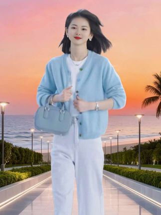 #气质软糯短款毛衣, 早秋时尚圆领长袖针织开衫外搭宽松显瘦减龄 新款时尚软糯针织开衫#洋气减龄#精致优雅#舒适百搭#谁穿都好看 面料柔软舒适透气时尚百搭款,您值得拥有哟!@巨量千川 @抖加DOU+上热门 !