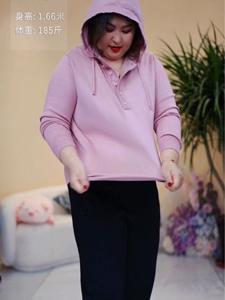 针织帽衫宽松手软舒服穿到200斤#大码女装 #洋气减龄 #谁穿谁好看