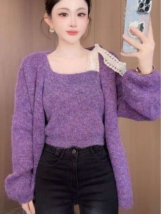 #时尚两件套 #针织开衫穿搭 #气质两件套 #甜美穿搭 #慵懒风穿搭