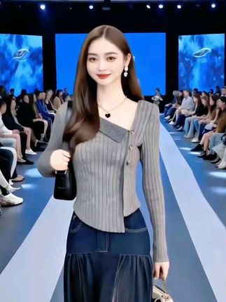 #dou上热门 #每日分享 #时尚气质穿搭 #斜领正肩遮肉长袖t恤#最美穿搭