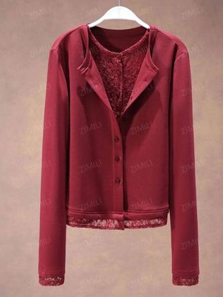 酒红色假两件开衫上衣 《韩哥女装》秋冬新品#简约大气#简约不简单#时尚穿搭#品质女装@巨量千川