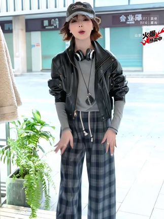 【香香严选】‘复古格纹’2025秋季琥珀流光阔腿裤舒适时尚相宜DM3534#穿搭 #每日分享 #回头率爆棚 #穿搭分享 #酷女孩穿搭