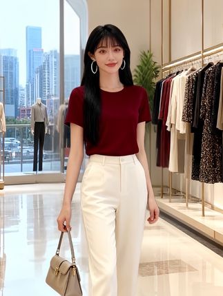 莫代尔宽松显瘦上衣穿搭#短袖T恤 #夏季穿搭 #显瘦穿搭 #谁穿谁好看 #面料柔软舒适