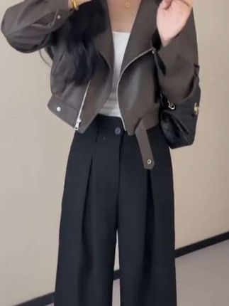 #小个子显高显瘦穿搭 #温柔风穿搭 #皮衣夹克 #高级感穿搭 #早秋穿搭
