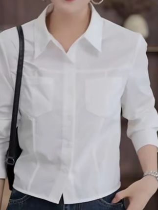 【月光书写】轻奢气质纯色长袖衬衫显瘦百搭上衣#百搭 #简约穿搭 #显瘦穿搭