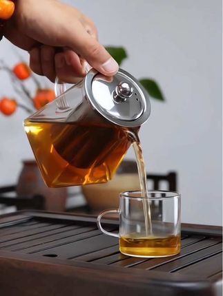 天圆地方茶壶 大号方形壶 家用耐热玻璃不锈钢过滤多容量泡茶壶#高硼硅玻璃 #茶具 #今天你喝茶了吗 #召唤茶友 #好东西一起分享