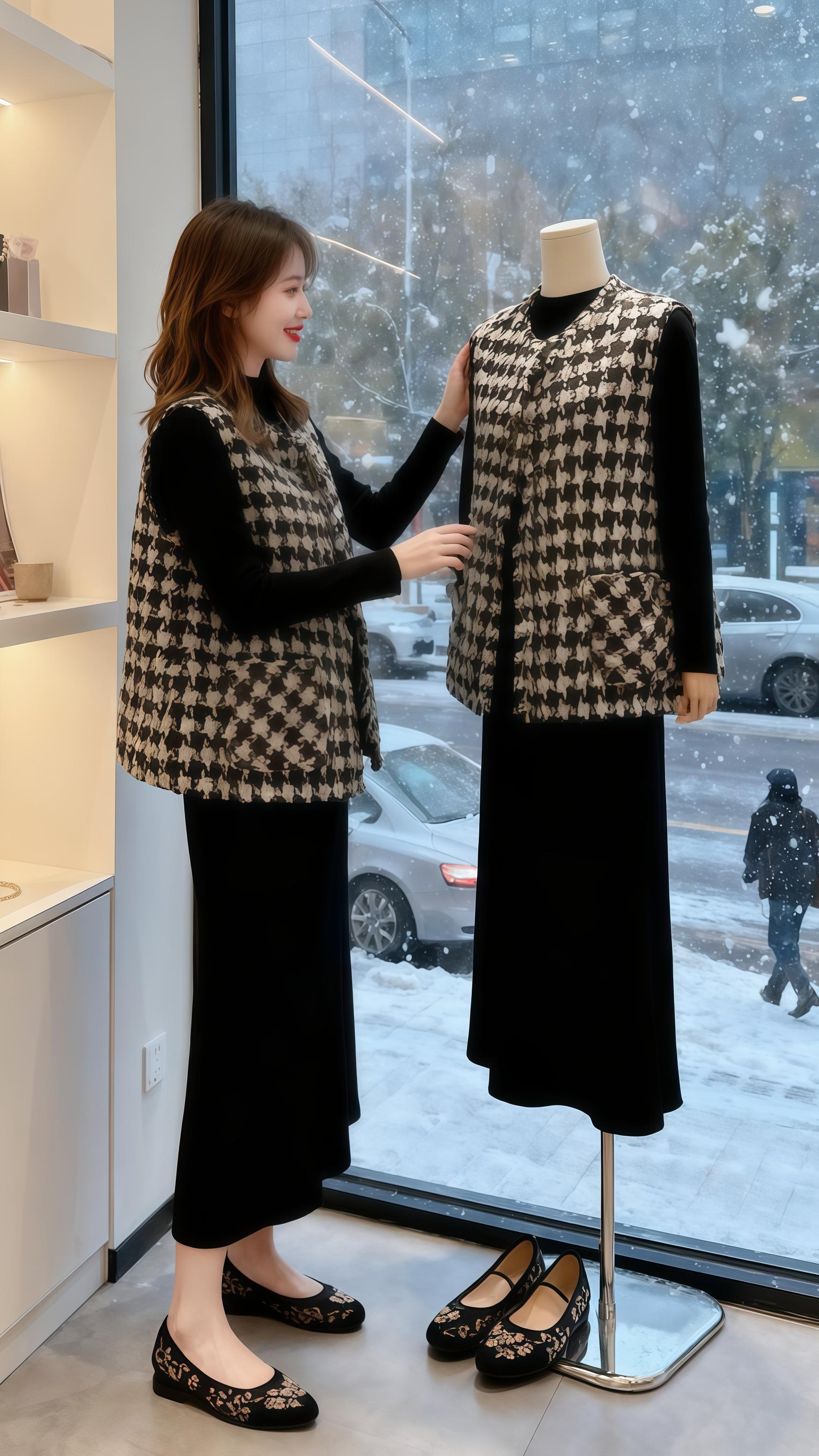 #千鸟格马甲穿搭 #时尚穿搭 #秋冬穿搭 #显瘦穿搭。 #气质这一块拿捏的死死的